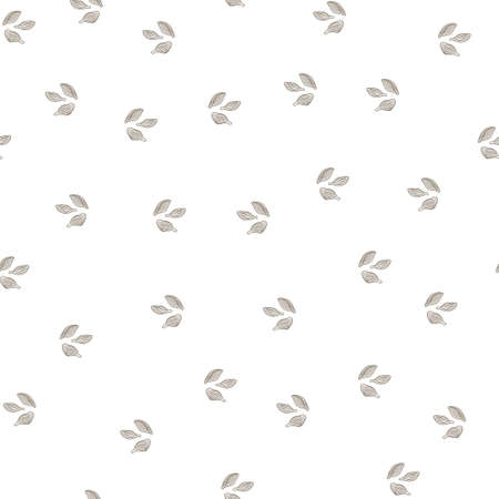 Seamless pattern cardamom on white background. Cute plant sketch ornament. Random texture template for fabric. Design vector illustration.のイラスト素材