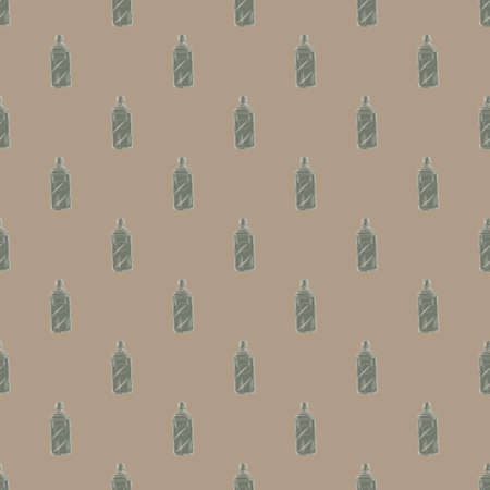Seamless pattern retro chinese bottle on dark beige background. Geometrical texture template for menu restaurant. Design vector illustration.のイラスト素材