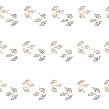Seamless pattern cardamom on white background. Cute plant sketch ornament. Geometrical texture template for fabric. Design vector illustration.のイラスト素材
