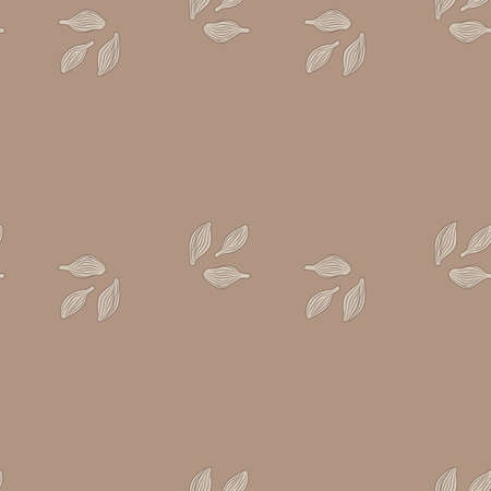 Seamless pattern cardamom on pastel background. Cute plant sketch ornament. Geometrical texture template for fabric. Design vector illustration.のイラスト素材