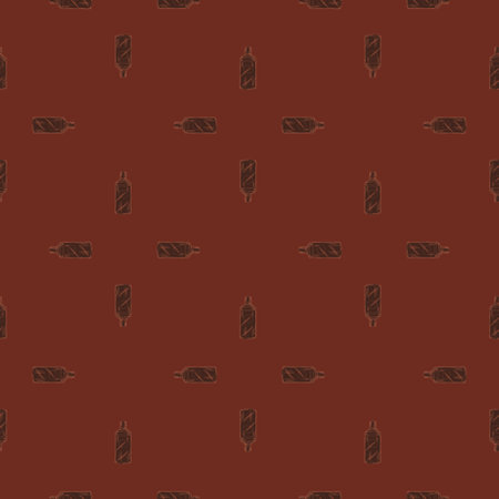 Seamless pattern retro chinese bottle on dark red background. Geometrical texture template for menu restaurant. Design vector illustration.のイラスト素材