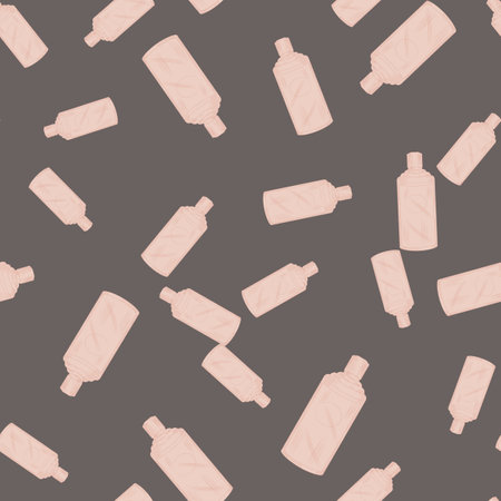 Seamless pattern retro chinese bottle on gray background. Random texture template for menu restaurant. Design vector illustration.のイラスト素材