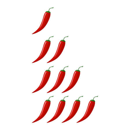 Spicy chilli pepper measurement infographic isolated on white background. Symbol for food menu restaurant in flat style. Vector illustration design.のイラスト素材