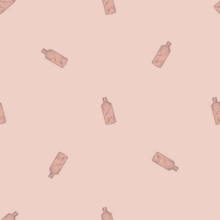 Seamless pattern retro chinese bottle on pink background. Random texture template for menu restaurant. Design vector illustration.のイラスト素材