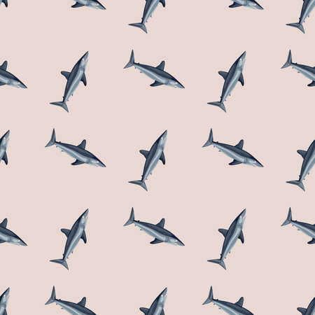 Seamless pattern shark Mako on light pink background. Animal templates for fabric design. Great for textile print, wrapping, cover. Vector illustration.のイラスト素材