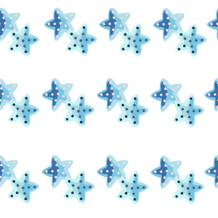 Seamless pattern sea star isolated on white background. Marine starfish templates for fabric. Design vector illustration. For seasonal textile prints, banners, backdrops and wallpapers.のイラスト素材