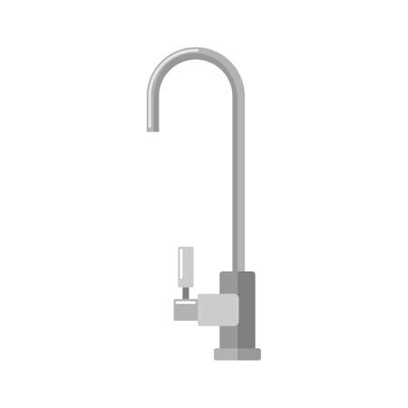 Water tap isolated on white background. Faucet filter for bathroom and kitchen in flat style. Vector illustration design.のイラスト素材
