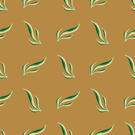 Seamless pattern seaweed on orange background. Marine flora templates for fabric. Design vector illustration. For seasonal textile prints, banners, backdrops and wallpapers.のイラスト素材