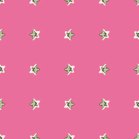Seamless pattern sea star on pastel pink background. Marine starfish templates for fabric. Design vector illustration. For seasonal textile prints, banners, backdrops and wallpapers.のイラスト素材