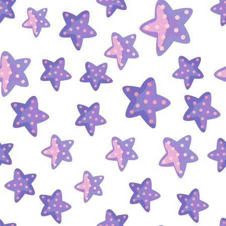 Seamless pattern sea star isolated on white background. Marine starfish templates for fabric. Design vector illustration. For seasonal textile prints, banners, backdrops and wallpapers.のイラスト素材