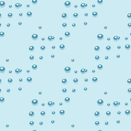 Seamless pattern bubbles on pastel blue background. Flat texture of soap for any purpose. Geometric template for textile fabric design. Simple vector ornament.のイラスト素材