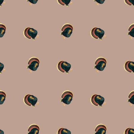 Seamless pattern Turkey beige background. Texture of farm bird for any purpose. Geometric template for textile fabric design. Simple vector ornament.のイラスト素材