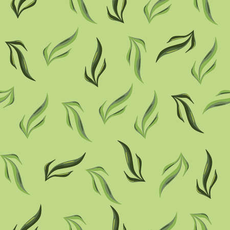 Seamless pattern seaweed on light green background. Marine flora templates for fabric. Design vector illustration. For seasonal textile prints, banners, backdrops and wallpapers.のイラスト素材