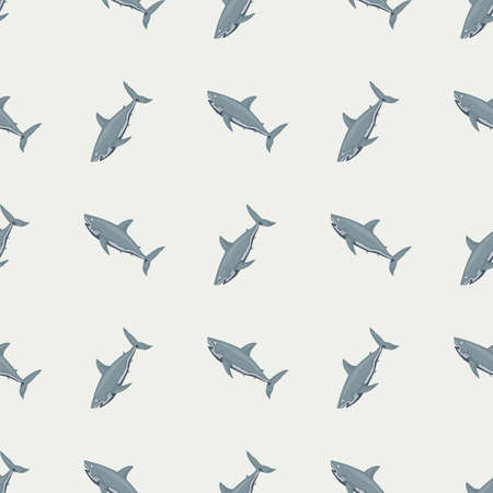 Seamless pattern shark on light background. Texture gray of marine fish for any purpose. Geometric template for textile fabric design. Simple vector ornament.のイラスト素材