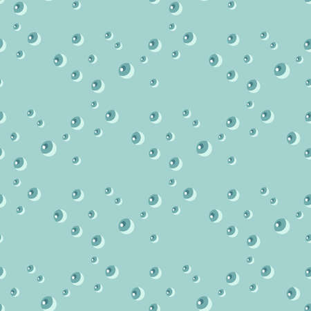 Seamless pattern bubbles on turquoise background. Grid flat texture of soap for any purpose. Geometric template for textile fabric design. Simple vector ornament.のイラスト素材