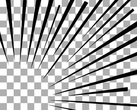 Sketch manga effects on transparent background. Black left lower corner lines splash texture for comics book. Drawing action line to anime. Vector illustration backdrop design.のイラスト素材