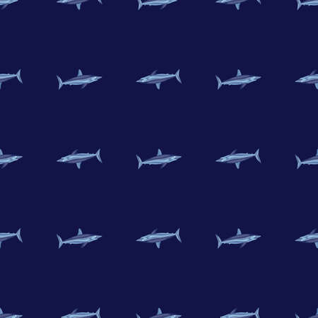 Seamless pattern shark Mako on dark blue background. Animal templates for fabric design. Great for textile print, wrapping, cover. Vector illustration.のイラスト素材