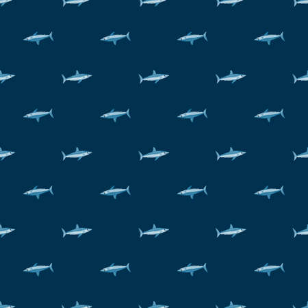 Seamless pattern shark Mako on teal background. Animal templates for fabric design. Great for textile print, wrapping, cover. Vector illustration.のイラスト素材