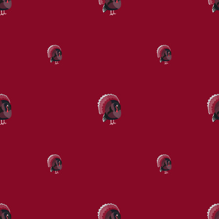 Seamless pattern Turkey red background. Texture of farm bird for any purpose. Geometric template for textile fabric design. Simple vector ornament.のイラスト素材