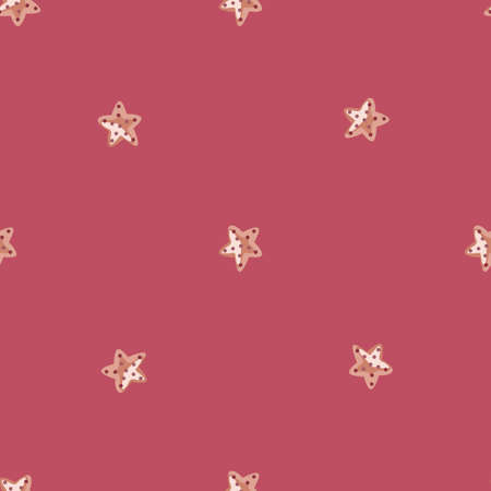 Seamless pattern sea star on pink background. Marine starfish templates for fabric. Design vector illustration. For seasonal textile prints, banners, backdrops and wallpapers.のイラスト素材