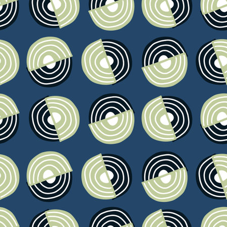 Abstract seamless pattern on blue background. Geometrical shapes for textile design. Modern template...