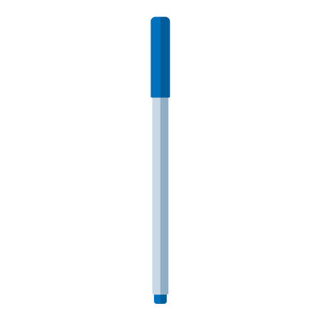 Common blue pen isolated on white background. Writing school and office tools element in flat. Vector illustration.のイラスト素材