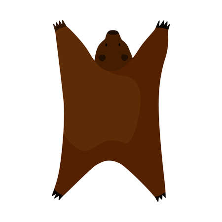 Bear dead skin isolated on white background. Trophy after hunting in flat. Vector illustration.のイラスト素材