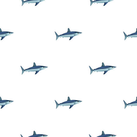 Seamless pattern shark Mako on white background. Animal templates for fabric design. Great for textile print, wrapping, cover. Vector illustration.のイラスト素材
