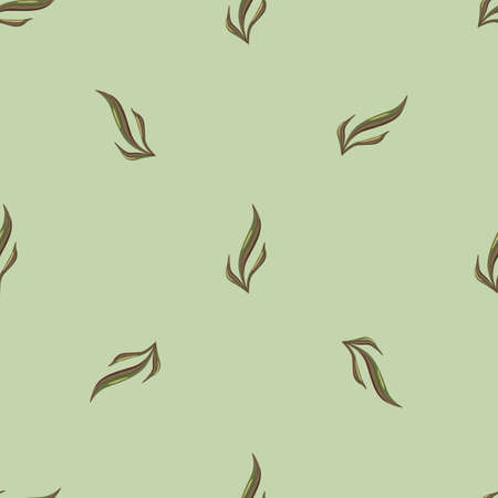 Seamless pattern seaweed on pastel green background. Marine flora templates for fabric. Design vector illustration. For seasonal textile prints, banners, backdrops and wallpapers.のイラスト素材