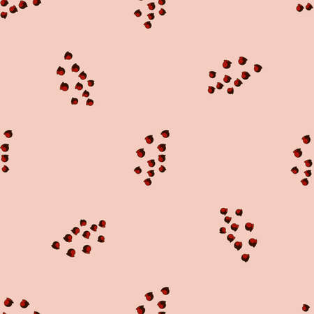 Seamless pattern with hand drawing lily of the valley on pastel pink background. Vector floral template in doodle style. Gentle summer botanical texture for fabric, wrapping paper, wallpaper.のイラスト素材