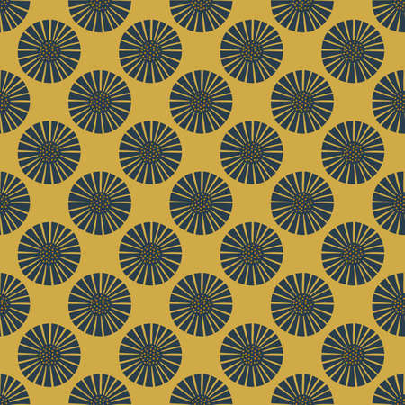 Seamless pattern abstract flowers on ocher background. Vintage gray texture of plants for textile design. Geometric template print for any purpose. Simple vector fabric ornament.のイラスト素材