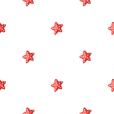 Seamless pattern sea star isolated on white background. Marine starfish templates for fabric. Design vector illustration. For seasonal textile prints, banners, backdrops and wallpapers.のイラスト素材