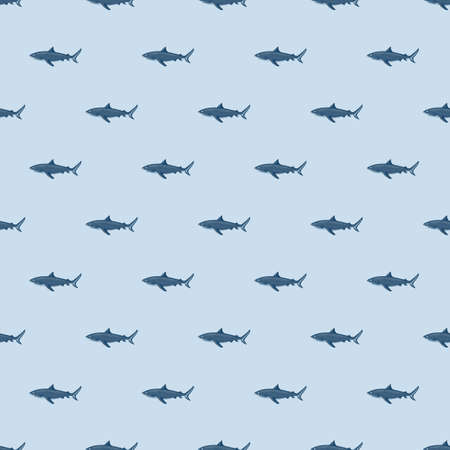 Seamless pattern Tiger shark pastel gray background. Dark gray textured of marine fish for any purpose. Geometric template for textile fabric design. Simple vector ornament.のイラスト素材