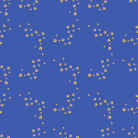 Seamless pattern bubbles on bright blue background. Abstract texture of soap for any purpose. Geometric template for textile fabric design. Simple vector ornament.のイラスト素材