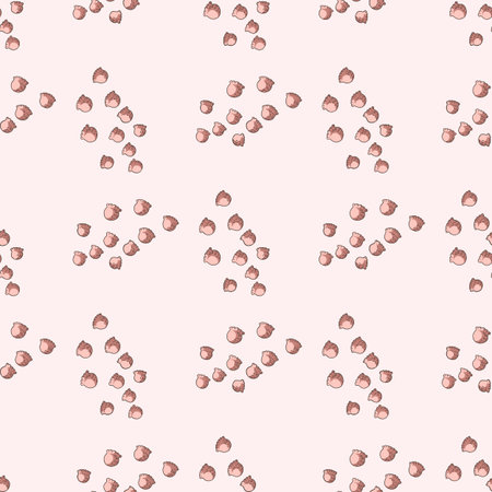 Seamless pattern with hand drawing lily of the valley on light pink background. Vector floral...
