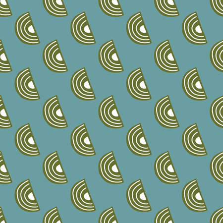 Abstract seamless pattern on light green background. Geometrical shapes for textile design. Modern template print for any purpose. Simple vector fabric ornament.のイラスト素材