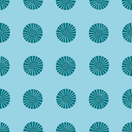 Seamless pattern abstract flowers on light blue background. Vintage texture of plants for textile design. Geometric template print for any purpose. Simple vector fabric ornament.のイラスト素材