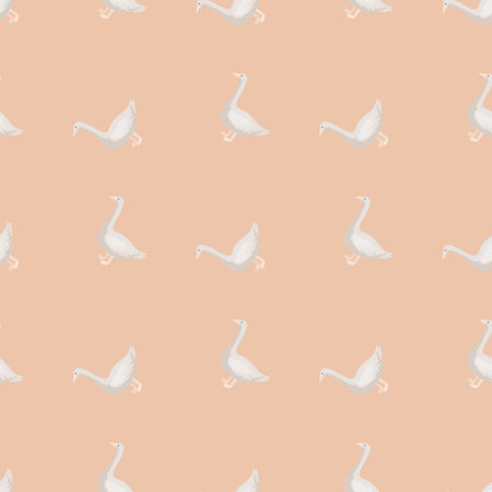 Seamless pattern of goose. Domestic animals on colorful background. Vector illustration for textile prints, fabric, banners, backdrops and wallpapers.のイラスト素材