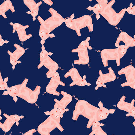Seamless pattern of pig. Domestic animals on colorful background. Vector illustration for textile prints, fabric, banners, backdrops and wallpapers.のイラスト素材