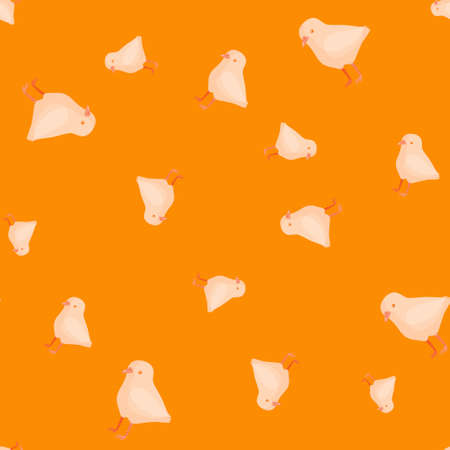 Seamless pattern of chicken. Domestic animals on colorful background. Vector illustration for textile prints, fabric, banners, backdrops and wallpapers.のイラスト素材