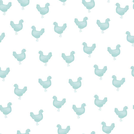 Seamless pattern of hen. Domestic animals on colorful background. Vector illustration for textile prints, fabric, banners, backdrops and wallpapers.のイラスト素材