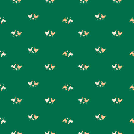 Seamless pattern of chicken family. Domestic animals on colorful background. Vector illustration for textile prints, fabric, banners, backdrops and wallpapers.のイラスト素材