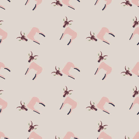 Seamless pattern of goat. Domestic animals on colorful background. Vector illustration for textile prints, fabric, banners, backdrops and wallpapers.のイラスト素材