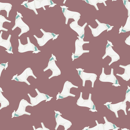Seamless pattern of sheep. Domestic animals on colorful background. Vector illustration for textile prints, fabric, banners, backdrops and wallpapers.のイラスト素材