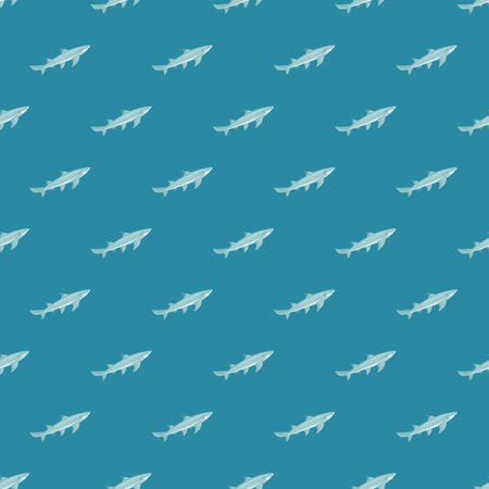 Lemon shark seamless pattern in scandinavian style. Marine animals background. Vector illustration for children funny textile prints, fabric, banners, backdrops and wallpapers.のイラスト素材