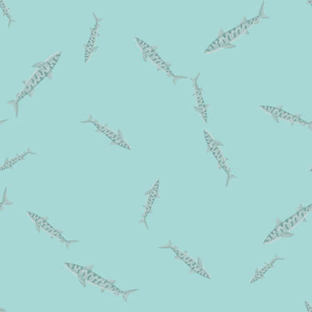 Leopard shark seamless pattern in scandinavian style. Marine animals background. Vector illustration for children funny textile prints, fabric, banners, backdrops and wallpapers.のイラスト素材