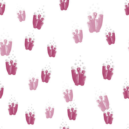 Coral reef seamless pattern with bubbles. Marine plants background. Vector illustration for children funny textile prints, fabric, banners, backdrops and wallpapers.のイラスト素材