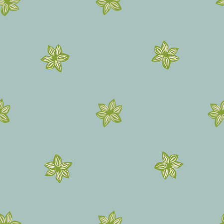 Seamless pattern sanise on light blue background. Vector repeat template spice in doodle style. Hand drawn elements nature texture for fabric, wrapping paper, wallpaper.のイラスト素材
