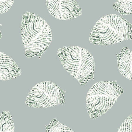 Palm leaf seamless pattern with hand drawn in line tropical print. Modern nature background. Vector illustration for seasonal textile prints, fabric, banners, backdrops and wallpapers.のイラスト素材