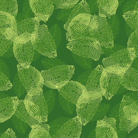 Abstract palm leaf seamless pattern with hand drawn foliage print. Simple Jungle background. Vector illustration for seasonal textile prints, fabric, banners, backdrops and wallpapers.のイラスト素材